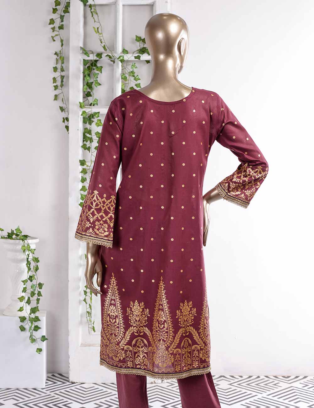 FM-3A - Prairie | 3 Pc Unstitched Gold Printed Lawn Dress