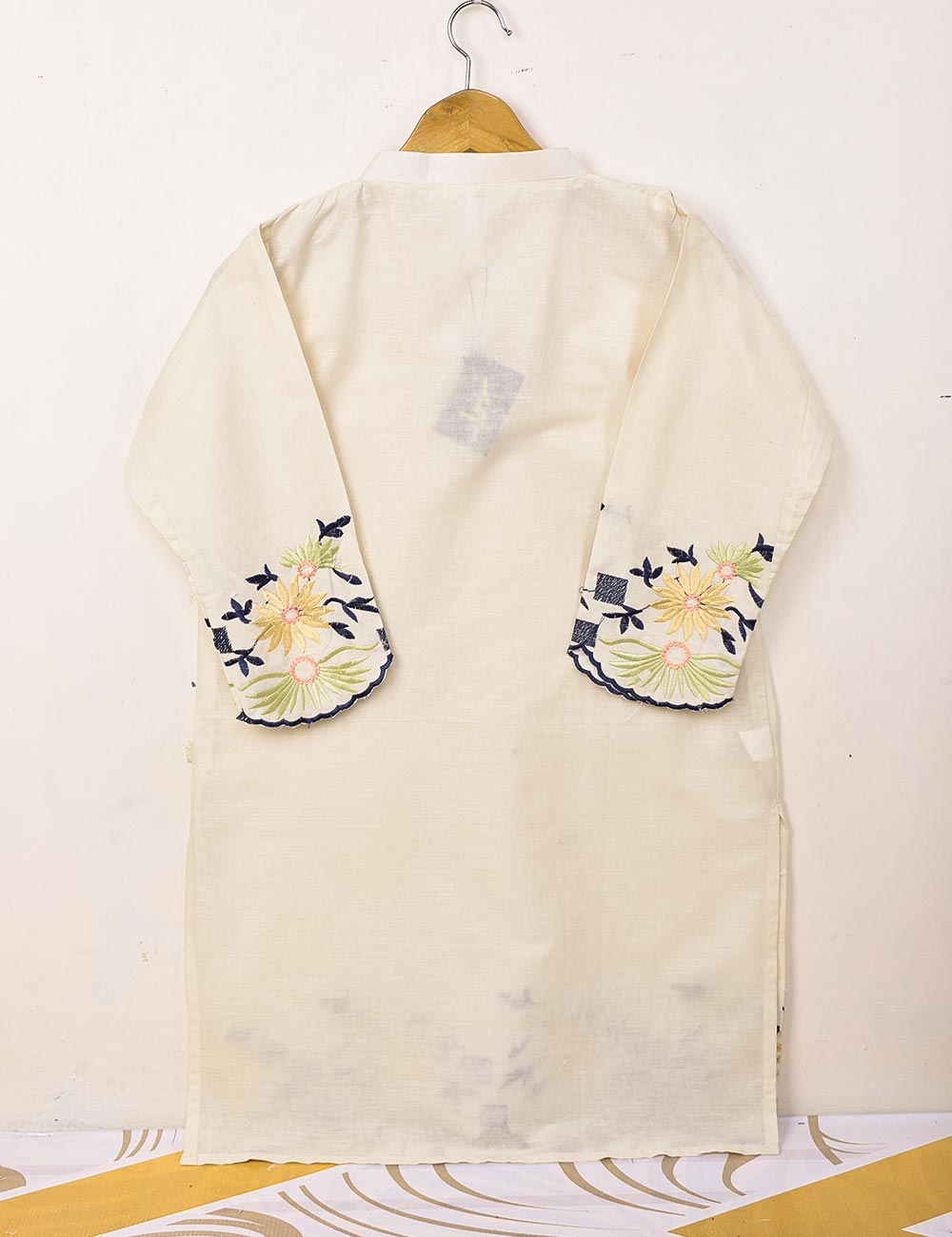 Cotton Embroidered Stitched Kurti - Feathers (TS-061B-Cream)