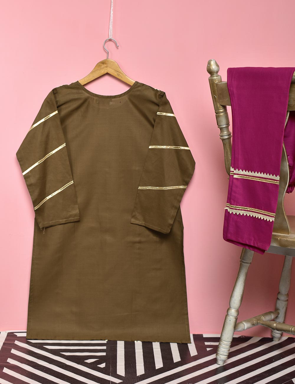 2Pc Stitched Cotton Gota Work Dress - Felicity (STP-001A)