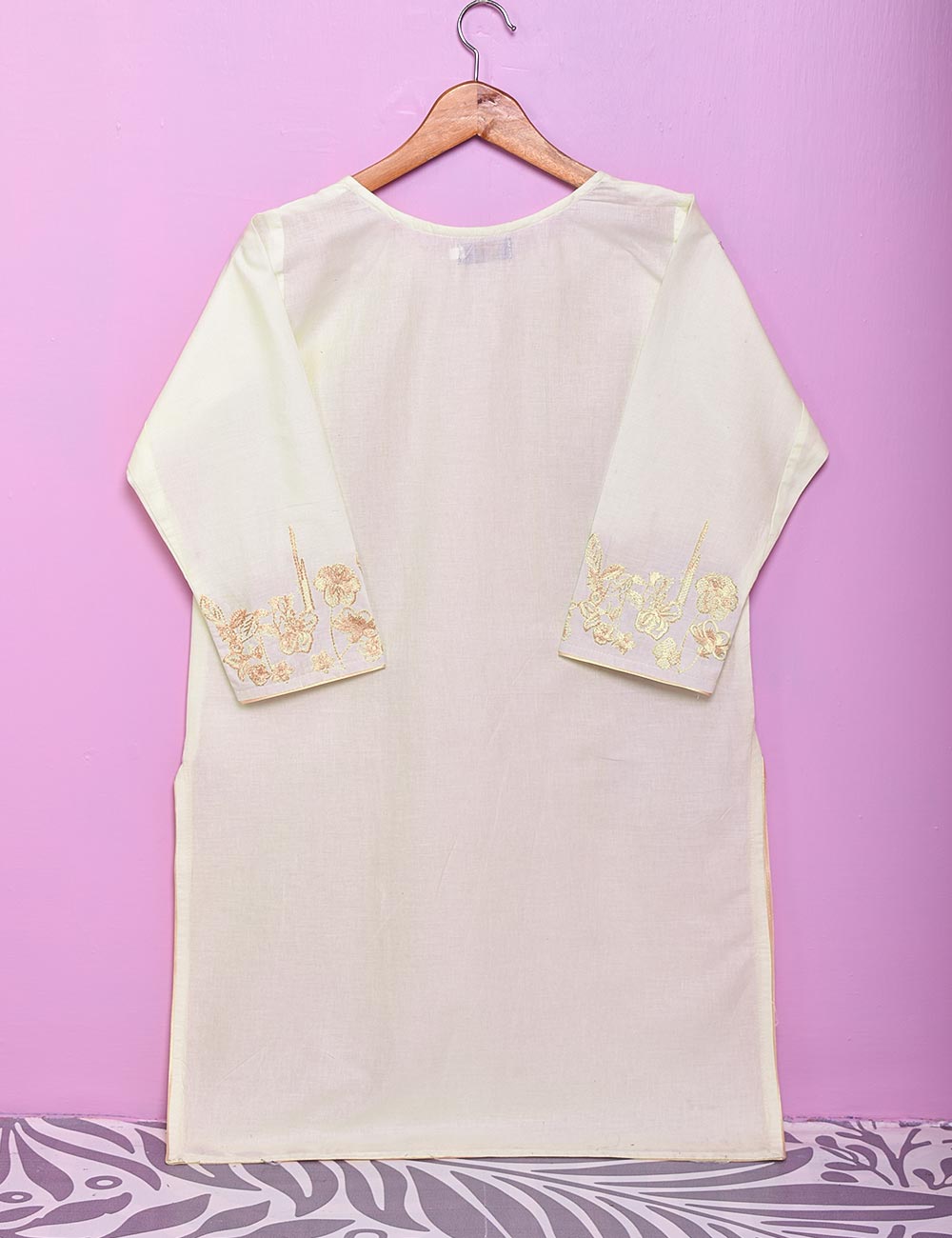 Cotton Embroidered Stitched Kurti - Figwort (TS-036B-Cream)