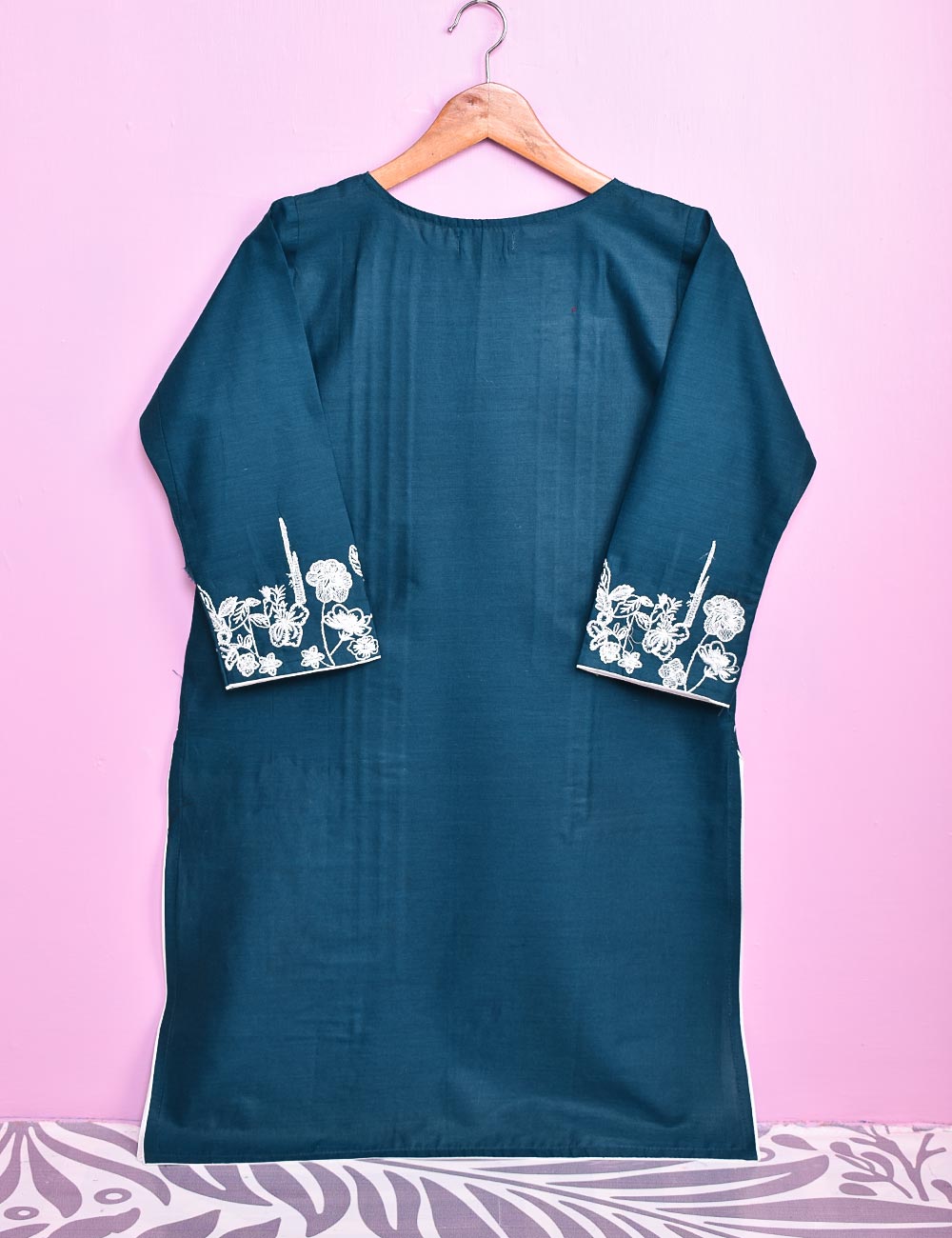 Cotton Embroidered Stitched Kurti - Figwort (TS-036C-Turquoise)