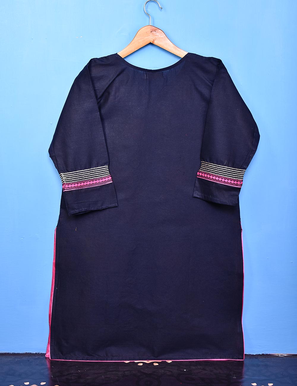 Cotton Embroidered Stitched Kurti - Foliole (TS-033B-DarkPurple)