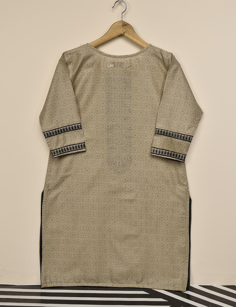 Lawn Embroidered & Printed Stitched Kurti - Leland (T20-052C-Khaki)