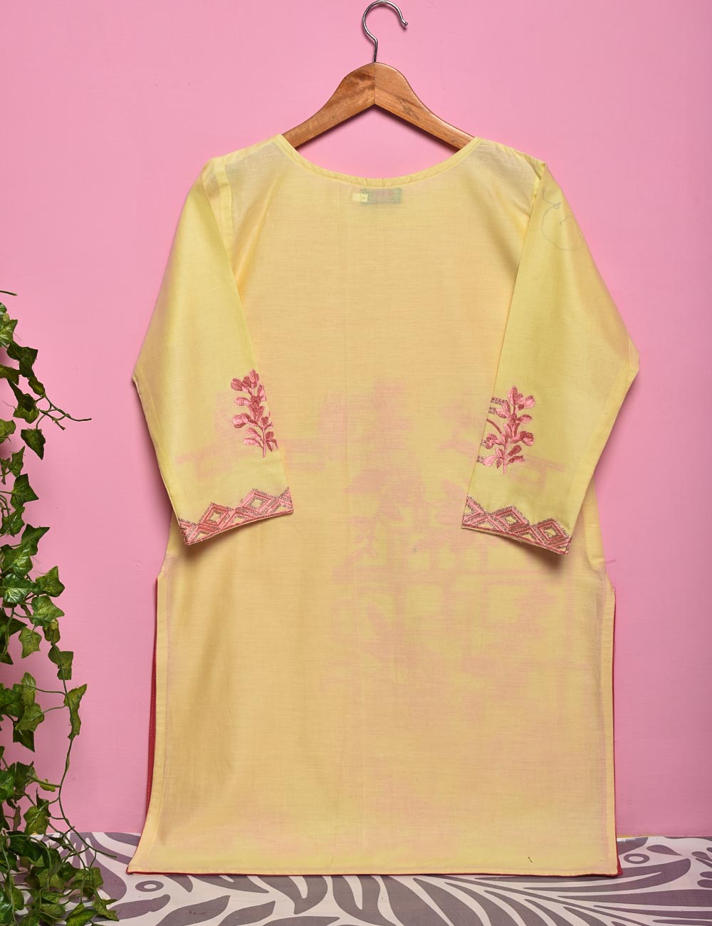 Cotton Embroidered Stitched Kurti - Limbo (TS-019B-LightYellow)