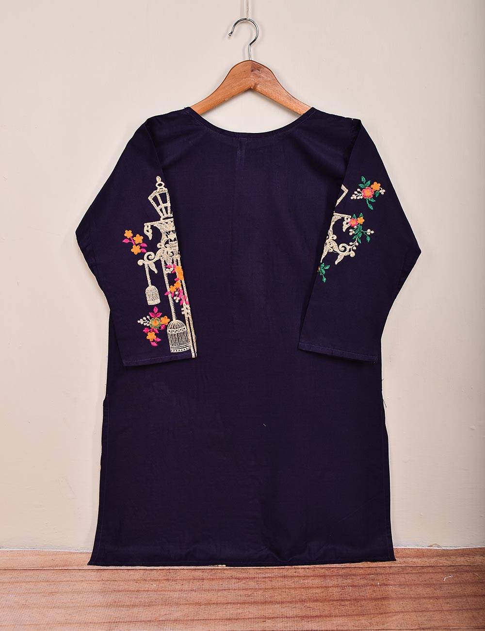 Cotton Embroidered Stitched Kurti - Majestic-Cage-(TS-021I-Dark-Purple)