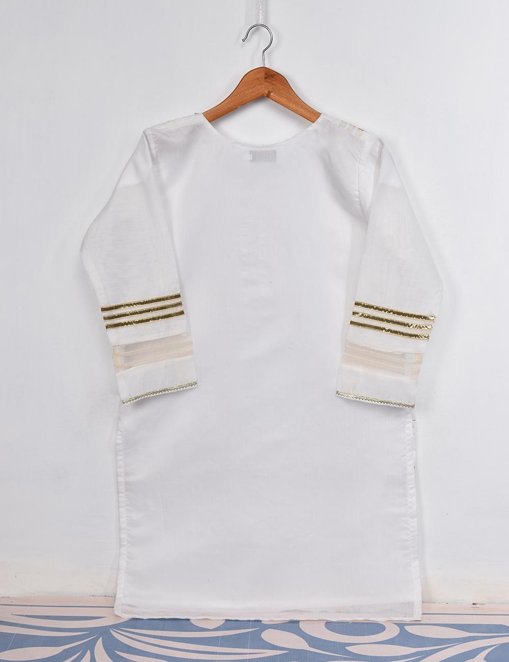 Paper Cotton Stitched Kurti - Margarite (T20-041-White)