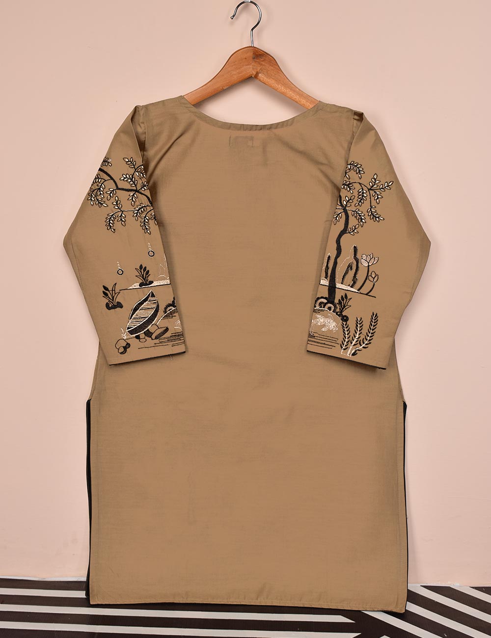 Cotton Embroidered Stitched Kurti - Midnight Lake (T20-060A-Skin)