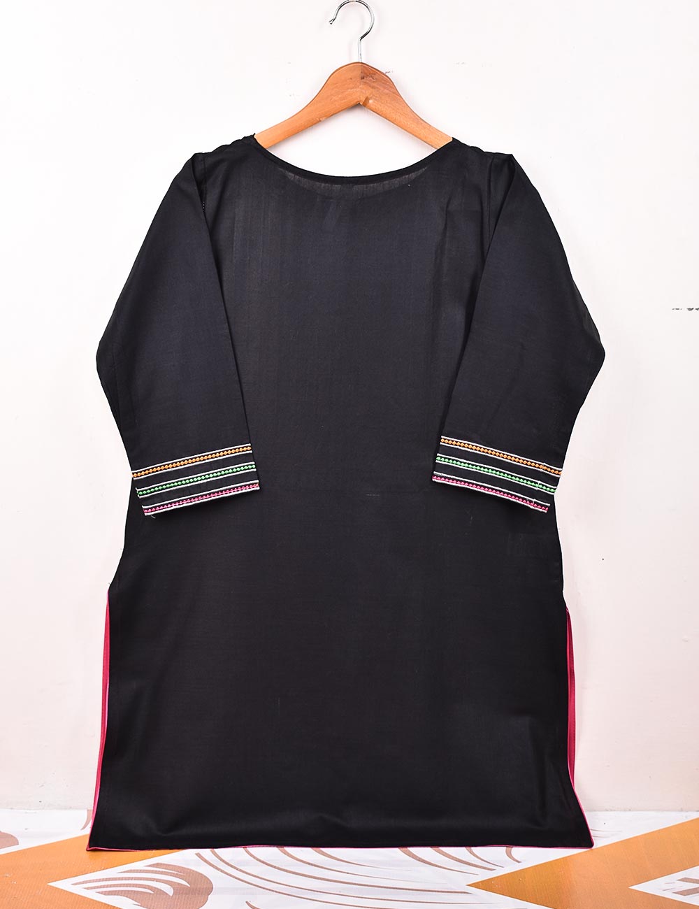 Cotton Embroidered Stitched Kurti - Midnight Wolf (TS-057A-Black)