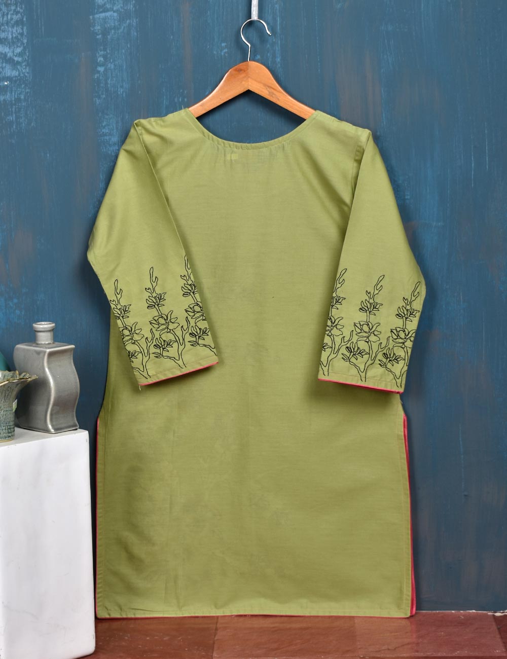 Cotton Embroidered Kurti - Nordic (T20-031-Green)