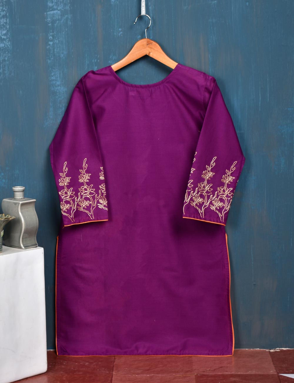 Cotton Embroidered Kurti - Nordic (T20-022-Purple)