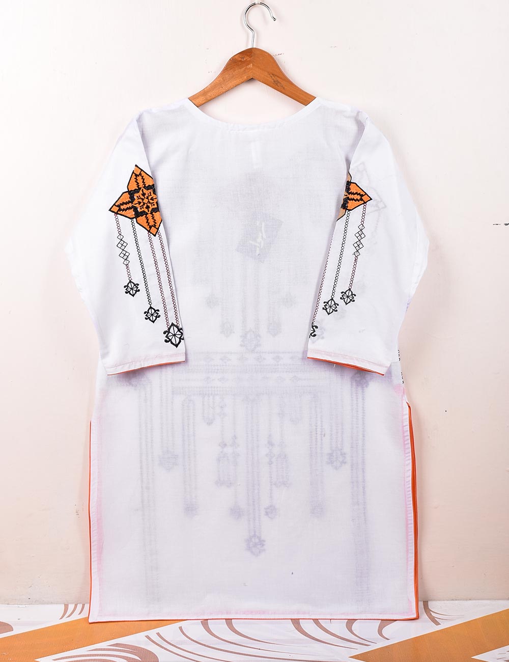 Cotton Embroidered Stitched Kurti - Nostalgia (TS-055C-White)