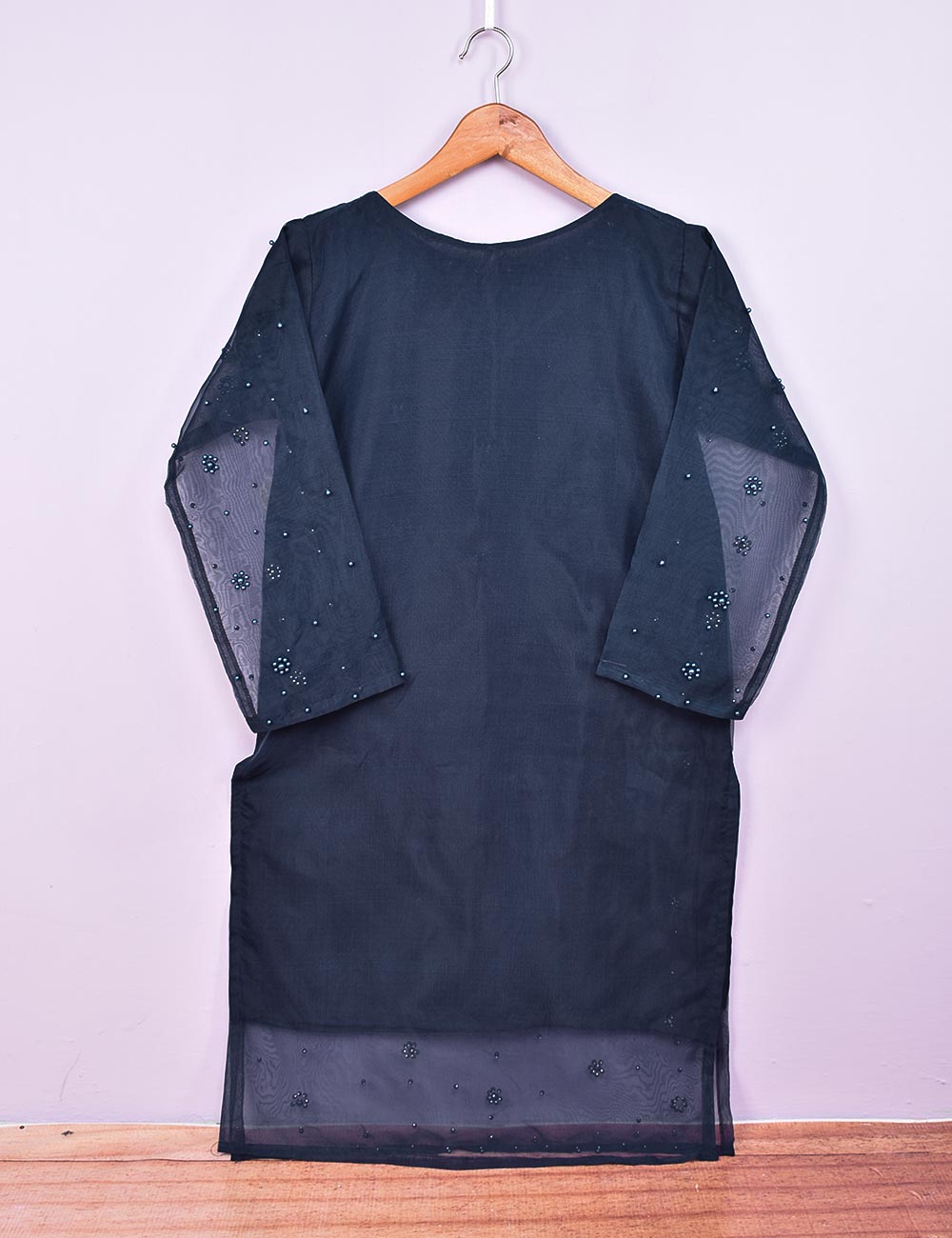 Organza Stitched Kurti - Organza Pearls (T20-042D-Blue)