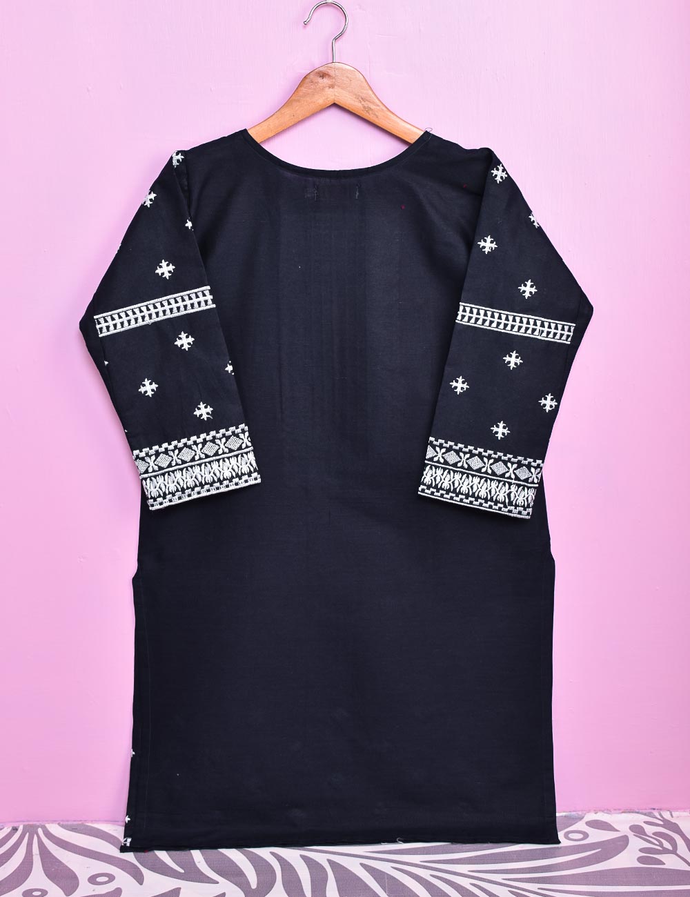 Cotton Embroidered Stitched Kurti - Orthodox (TS-041A-NavyBlue)