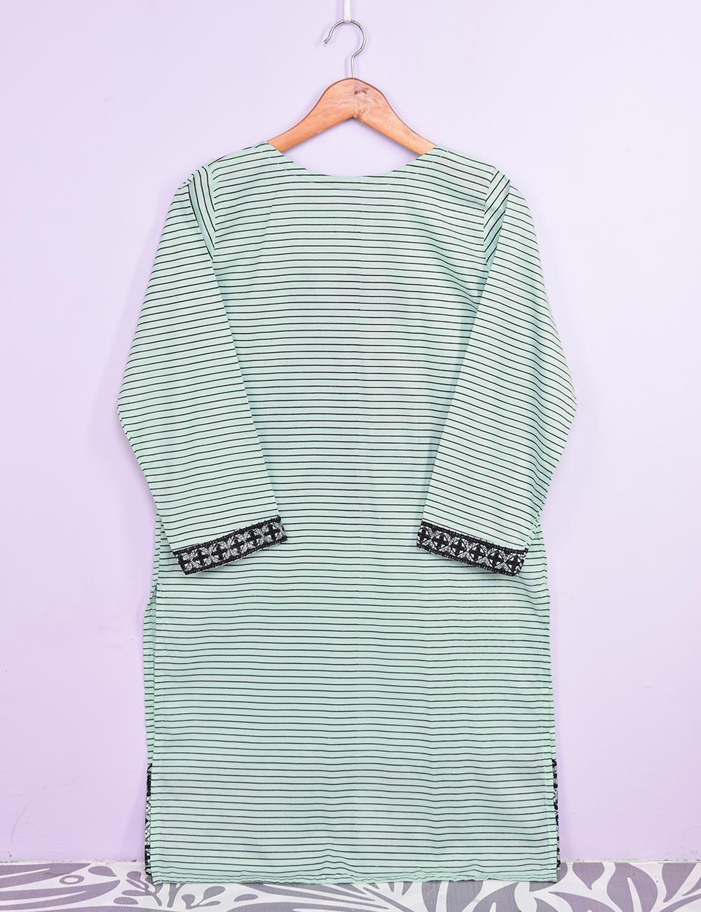 Cotton Embroidered & Printed Kurti - Solid (P-206-19-AG)