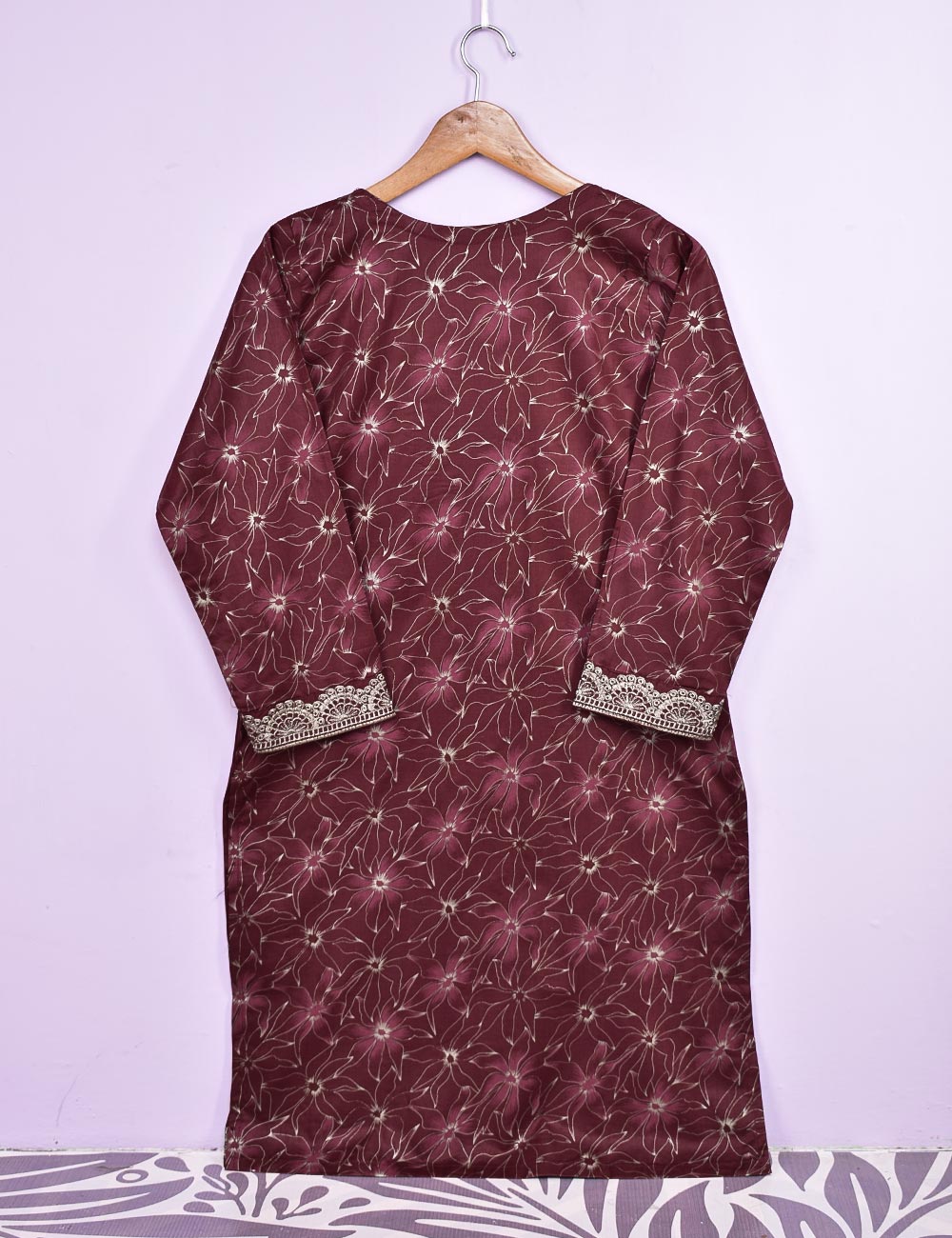 Cotton Printed and Embroidered Kurti - Blazzing (P-265-19-Maroon)