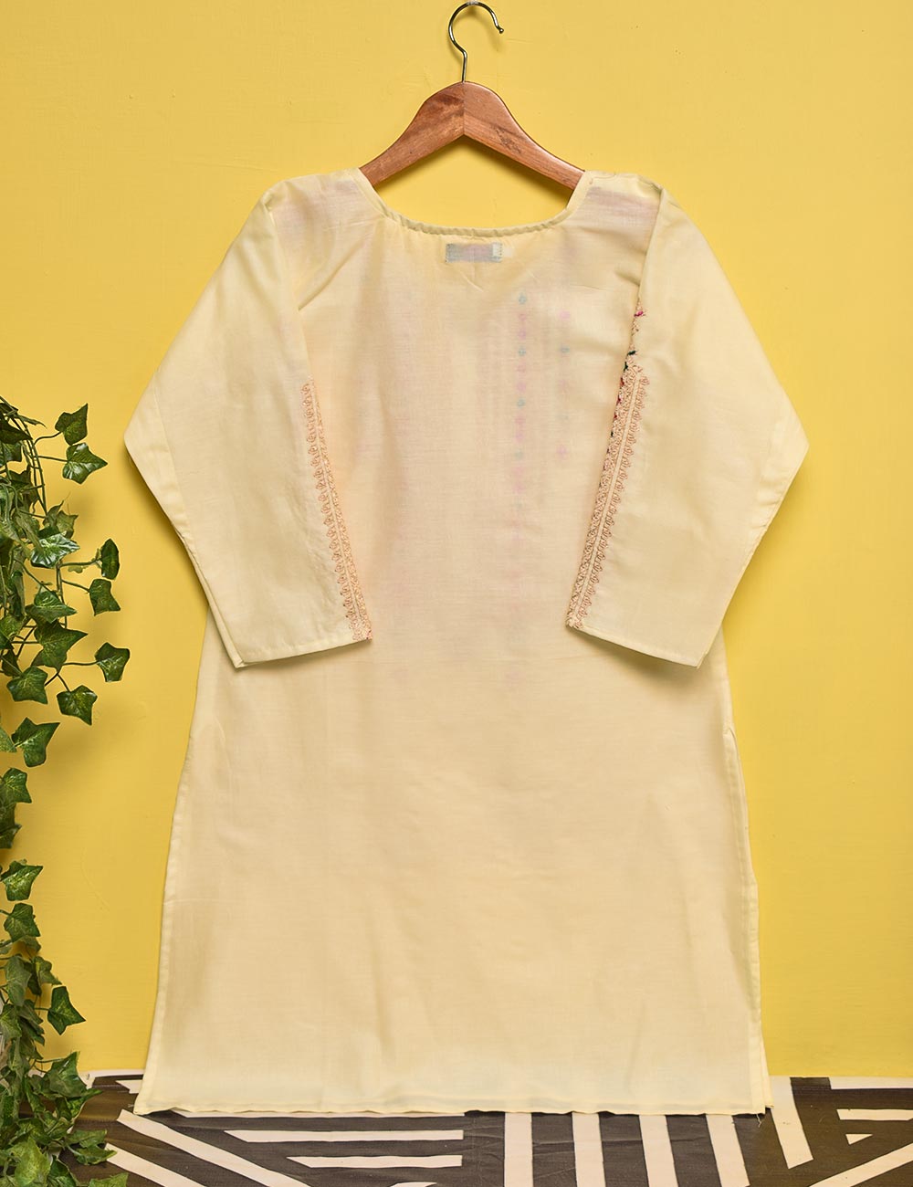 Cotton Embroidered Stitched Kurti - Rangooli (TS-012A-Cream)