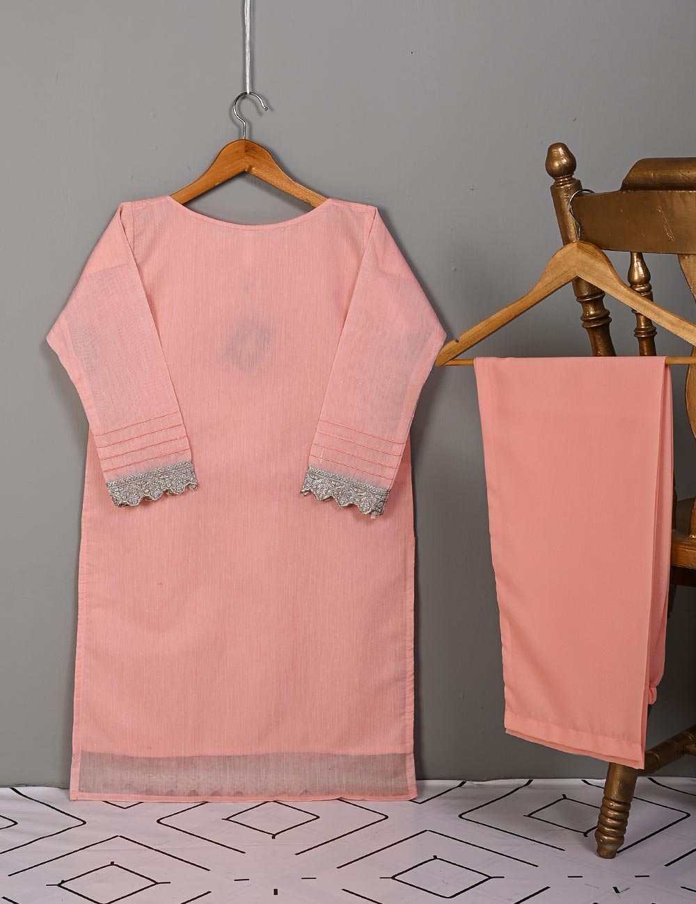 STP-008A-Pink - 2Pc Paper Cotton With Malai Trouser