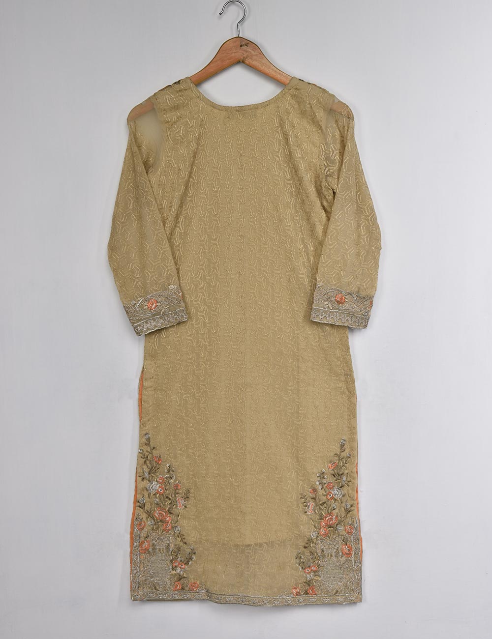 Chiffon Embroidered Stitched Kurti - Sage (TIE-13-Skin)