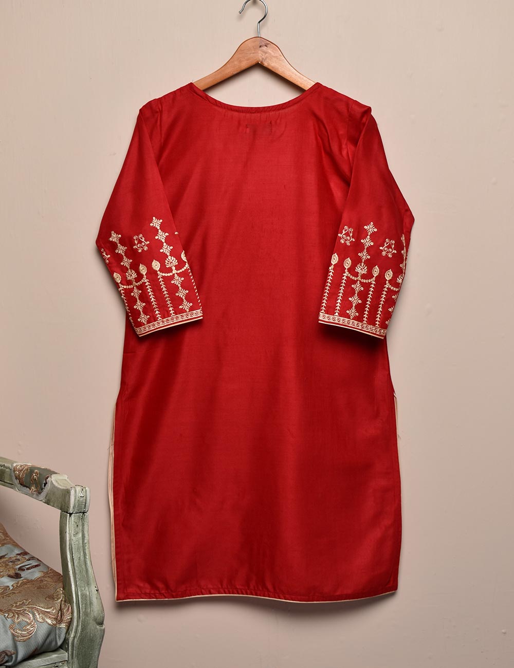Tehwaar Winter Linen Embroidered Stitched Kurti - Scarlet Letter (TW-04A-Red)