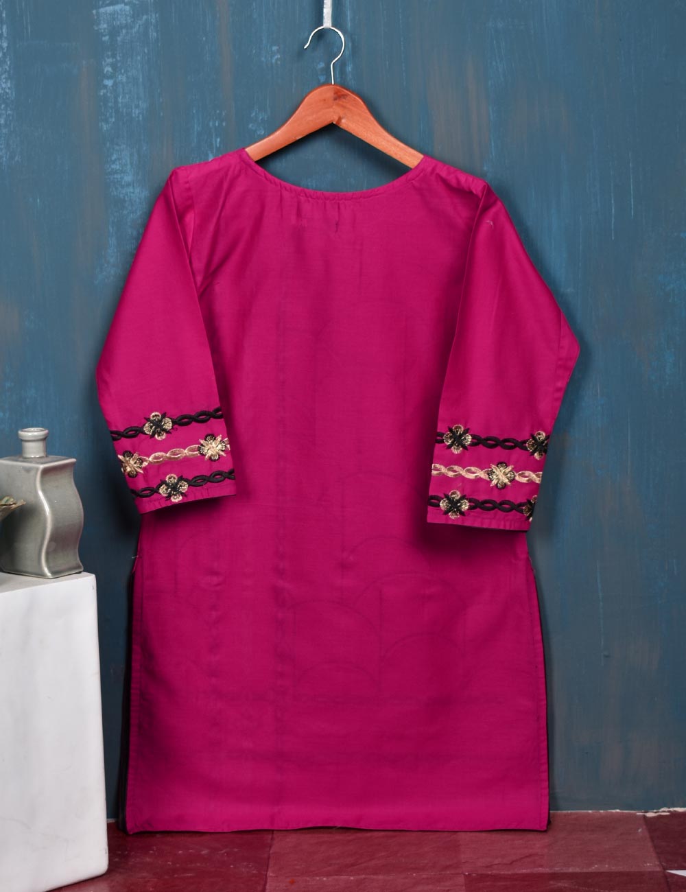 Cotton Embroidered Kurti - Semisonic (T20-030-DarkPink)