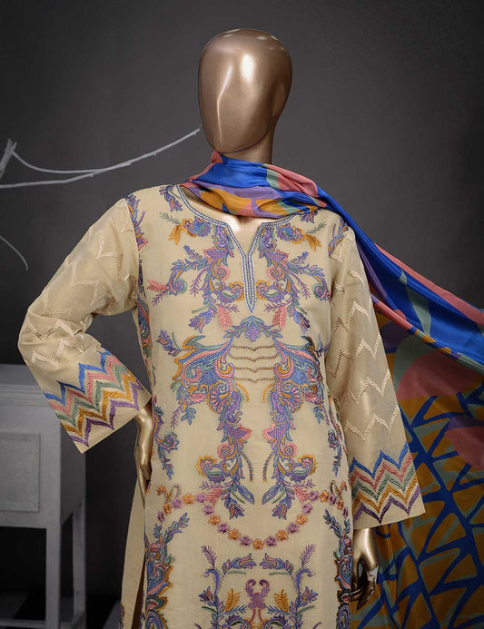 3 Pc Khaddi Lawn Unstitched Embroidered Dress (TP-03)