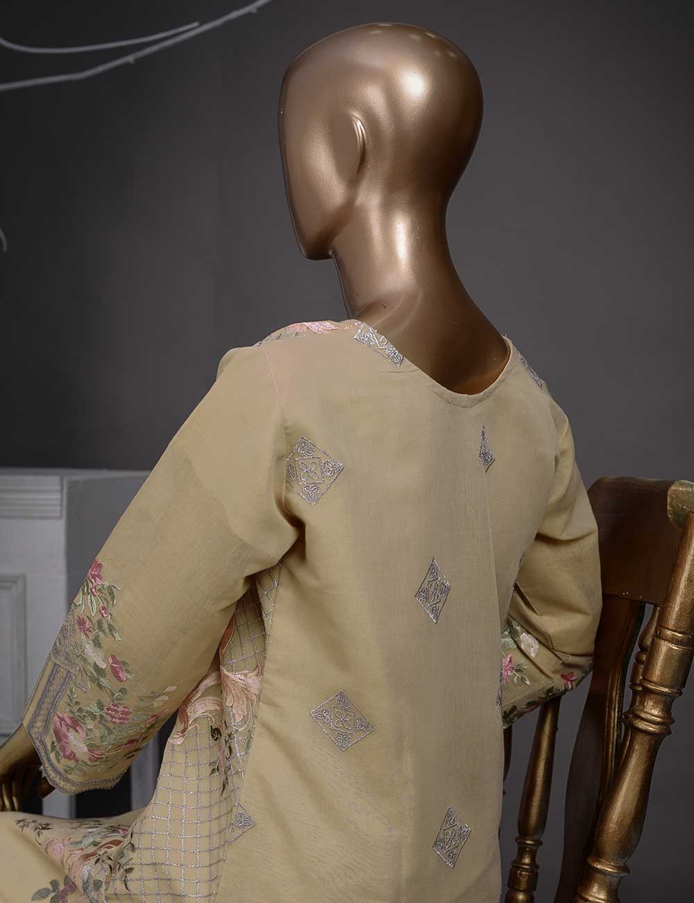 3 Pc Khaddi Lawn Unstitched Embroidered Dress (TP-04)