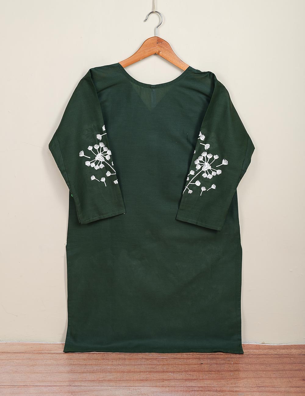 Cotton Embroidered Stitched Kurti - Puffballs (TS-099-Green)