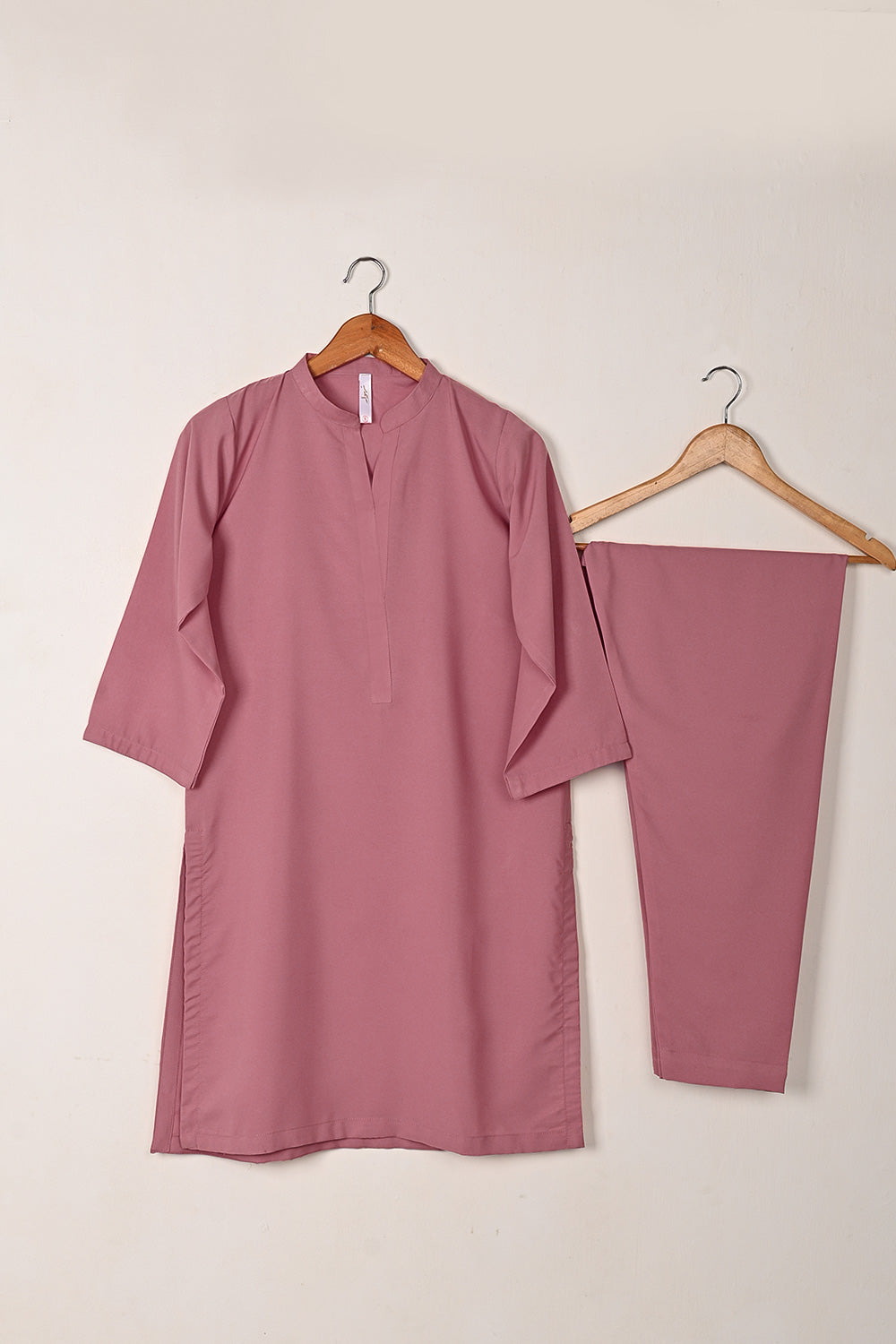 STP-221B-Tea Pink - 2Pc Ready to Wear Malai Solid Dress
