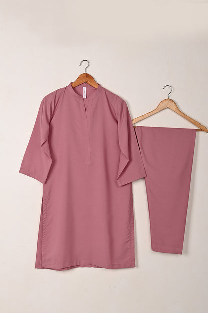 STP-221B-Tea Pink - 2Pc Ready to Wear Malai Solid Dress