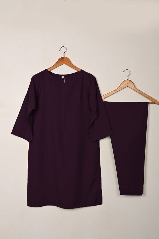 STP-229C-Purple - 2Pc Ready to Wear Malai Solid Dress