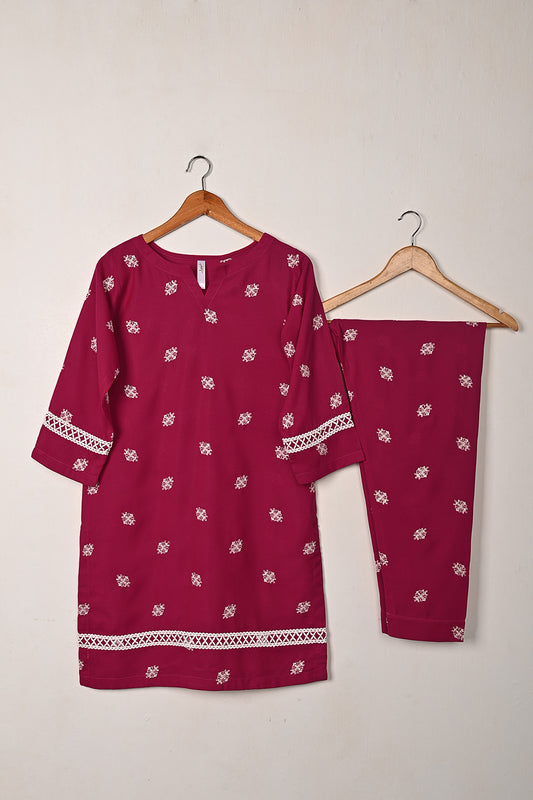 STP-232A-fuchsia - 2Pc Ready to Wear Malai Embroidered Dress