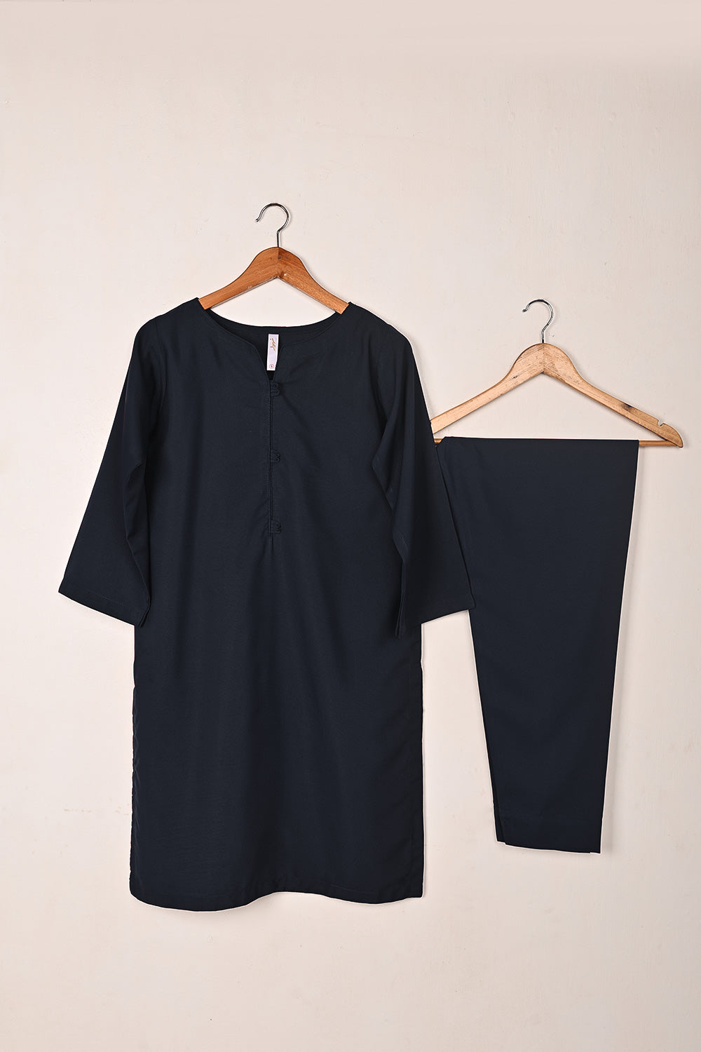 STP-237D-Navy Blue  - 2Pc Ready to Wear Malai Solid Dress