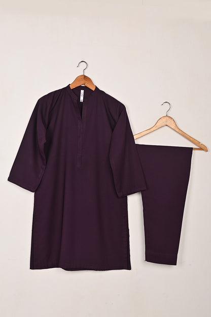 STP-221A-Purple - 2Pc Ready to Wear Malai Solid Dress
