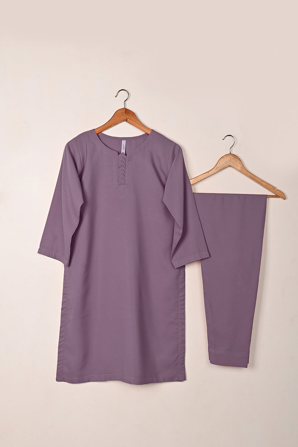 STP-218B-Light Purple - 2Pc Ready to Wear Malai Solid Dress