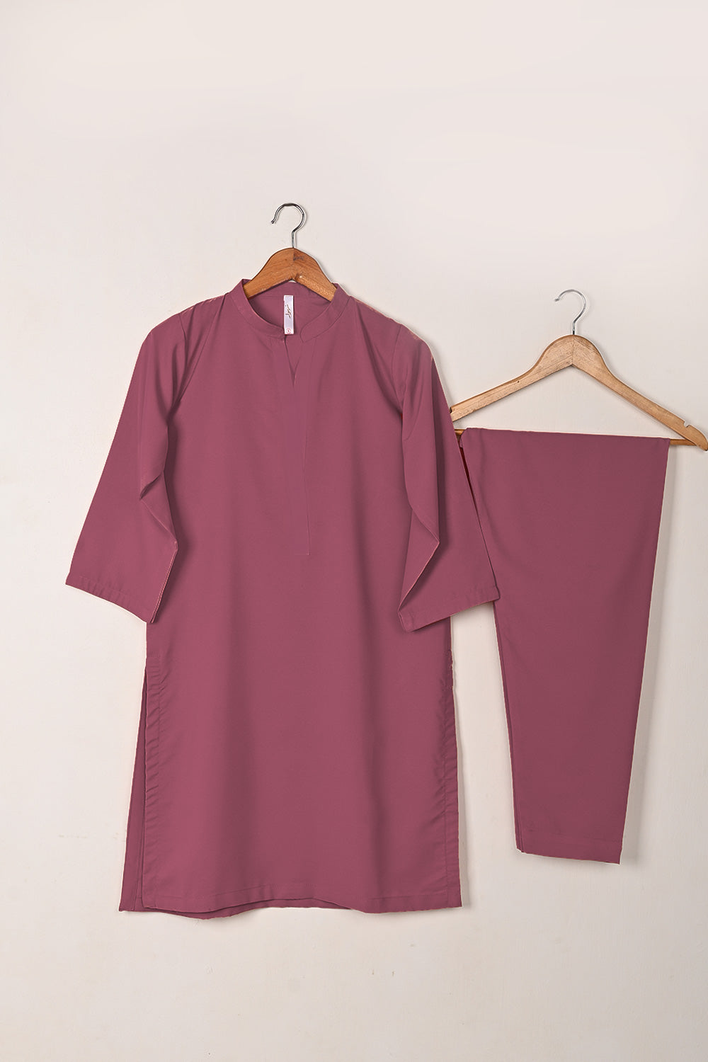 STP-221K-Rose Fuchsia - 2Pc Ready to Wear Malai Solid Dress