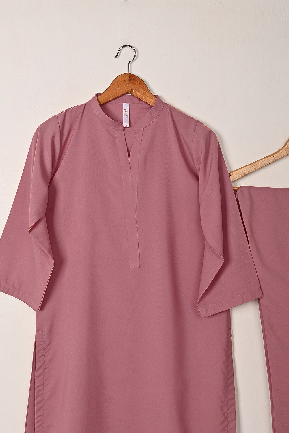 STP-221B-Tea Pink - 2Pc Ready to Wear Malai Solid Dress