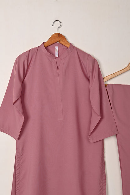 STP-221B-Tea Pink - 2Pc Ready to Wear Malai Solid Dress