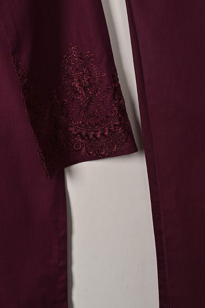 STP-231A-Maroon - 2PC READY TO WEAR  EMBROIDERED COTTON DRESS