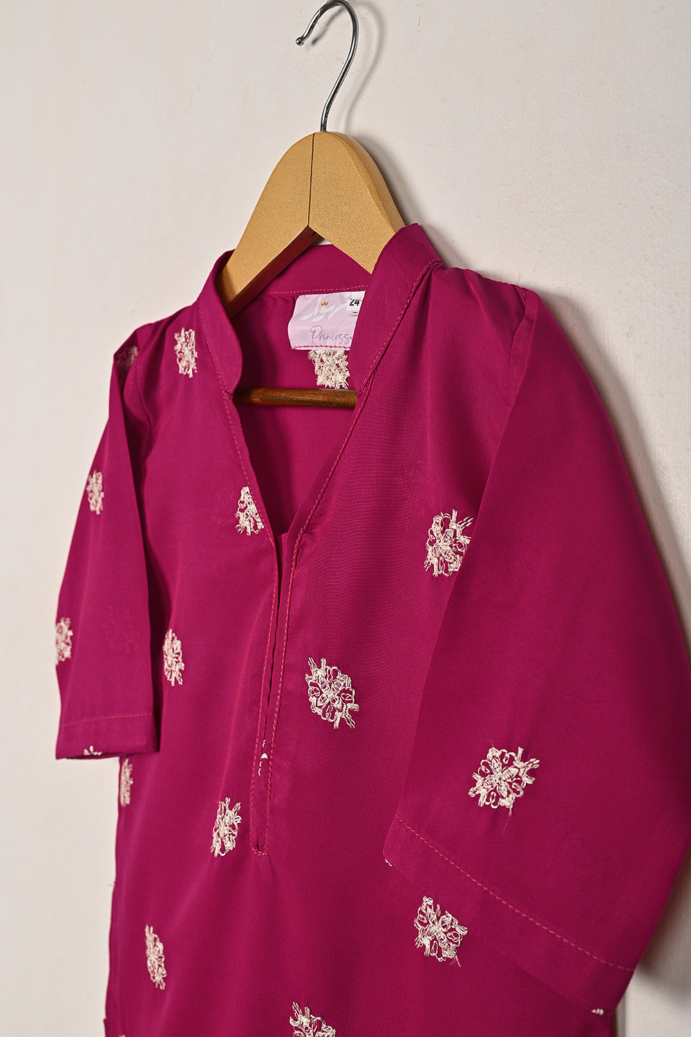 TKF-287-Fuchsia - Kids 2Pc Ready to Wear Malai Embroidered Dress