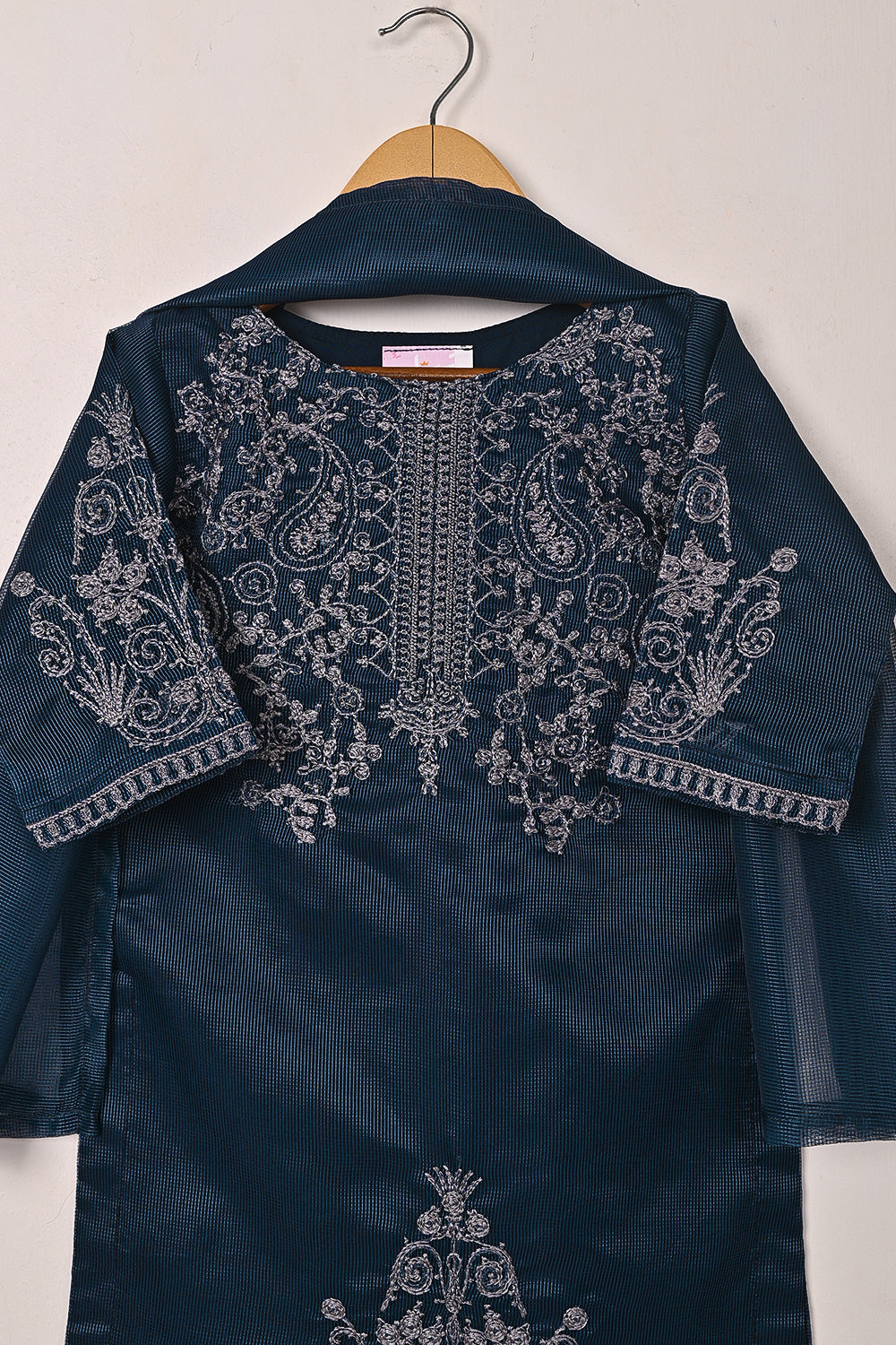 TKF-285-Navy Blue - Kids 3Pc Ready to Wear Javeria Net Embroidered Formal Dress