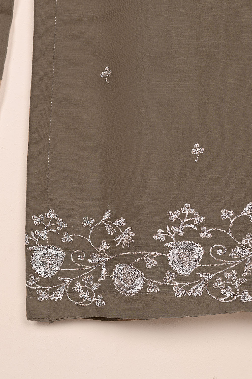 RTW-215-Grey -  3Pc Ready to Wear Embroidered Chiffon Dress