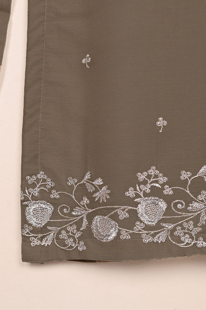 RTW-215-Grey -  3Pc Ready to Wear Embroidered Chiffon Dress