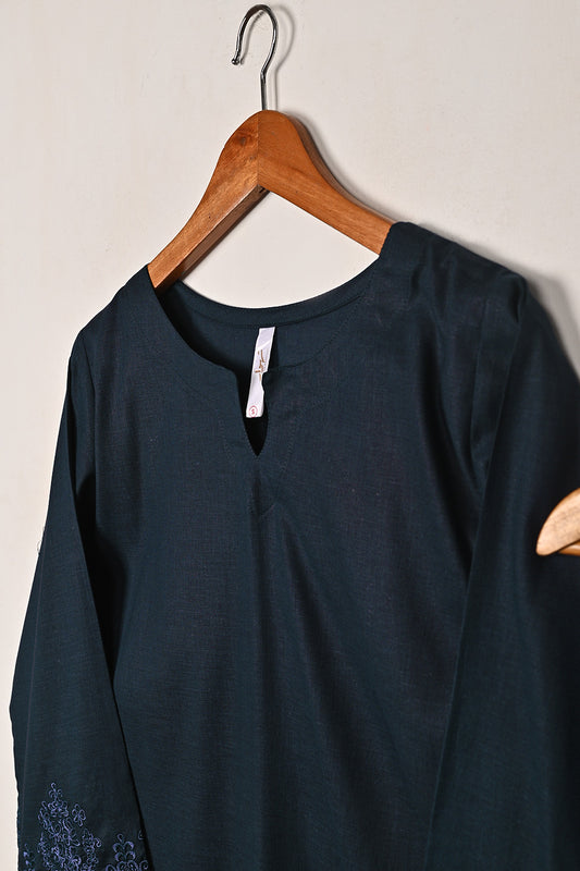 STP-231B-Navy Blue - 2PC READY TO WEAR  EMBROIDERED COTTON DRESS