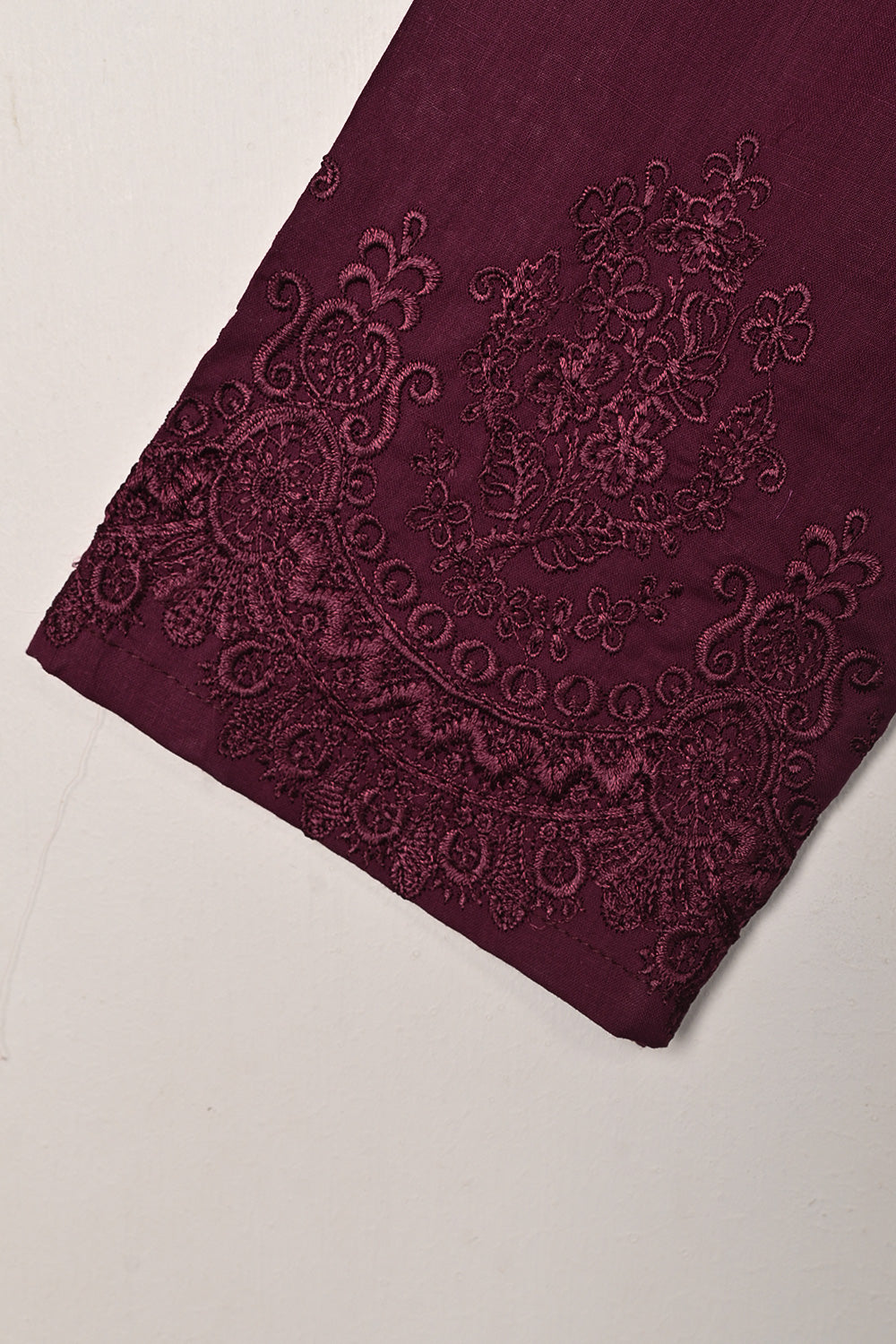 STP-231A-Maroon - 2PC READY TO WEAR  EMBROIDERED COTTON DRESS