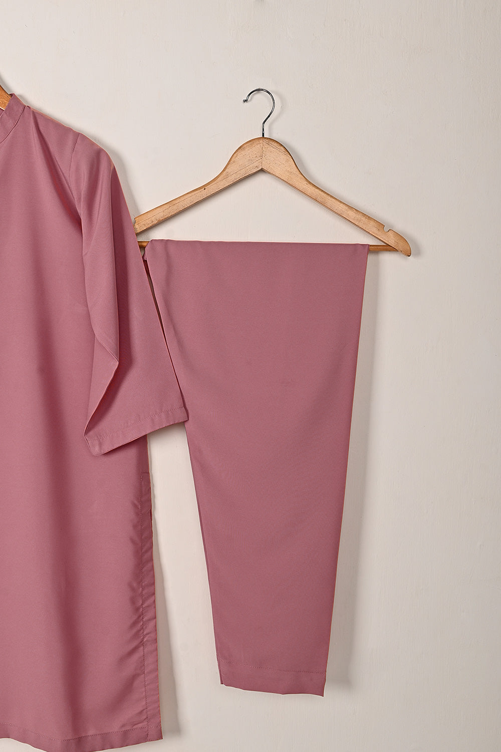 STP-221B-Tea Pink - 2Pc Ready to Wear Malai Solid Dress