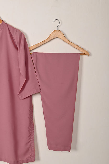 STP-221B-Tea Pink - 2Pc Ready to Wear Malai Solid Dress