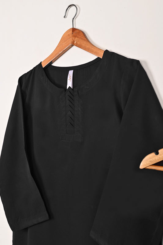 STP-218D-Black - 2Pc Ready to Wear Malai Solid Dress