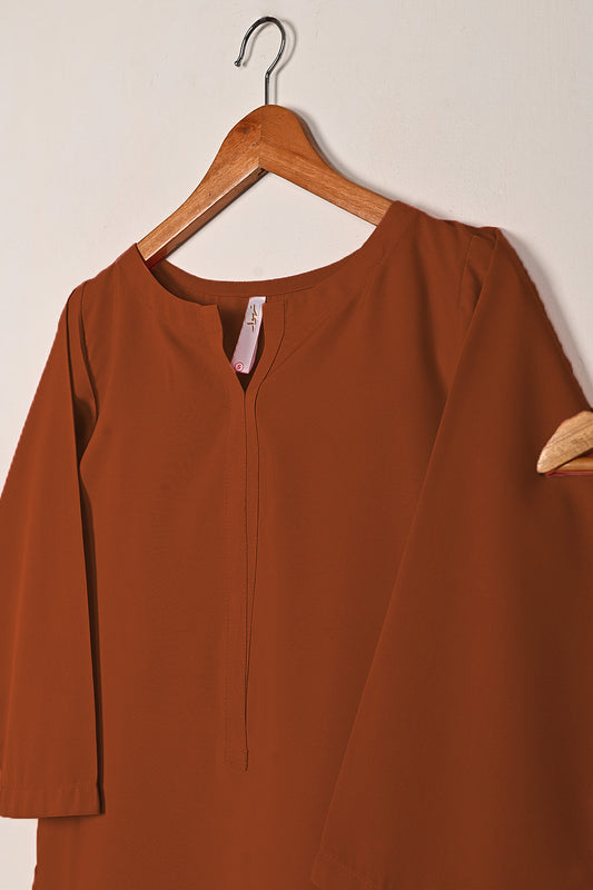 STP-229E-Rust - 2Pc Ready to Wear Malai Solid Dress