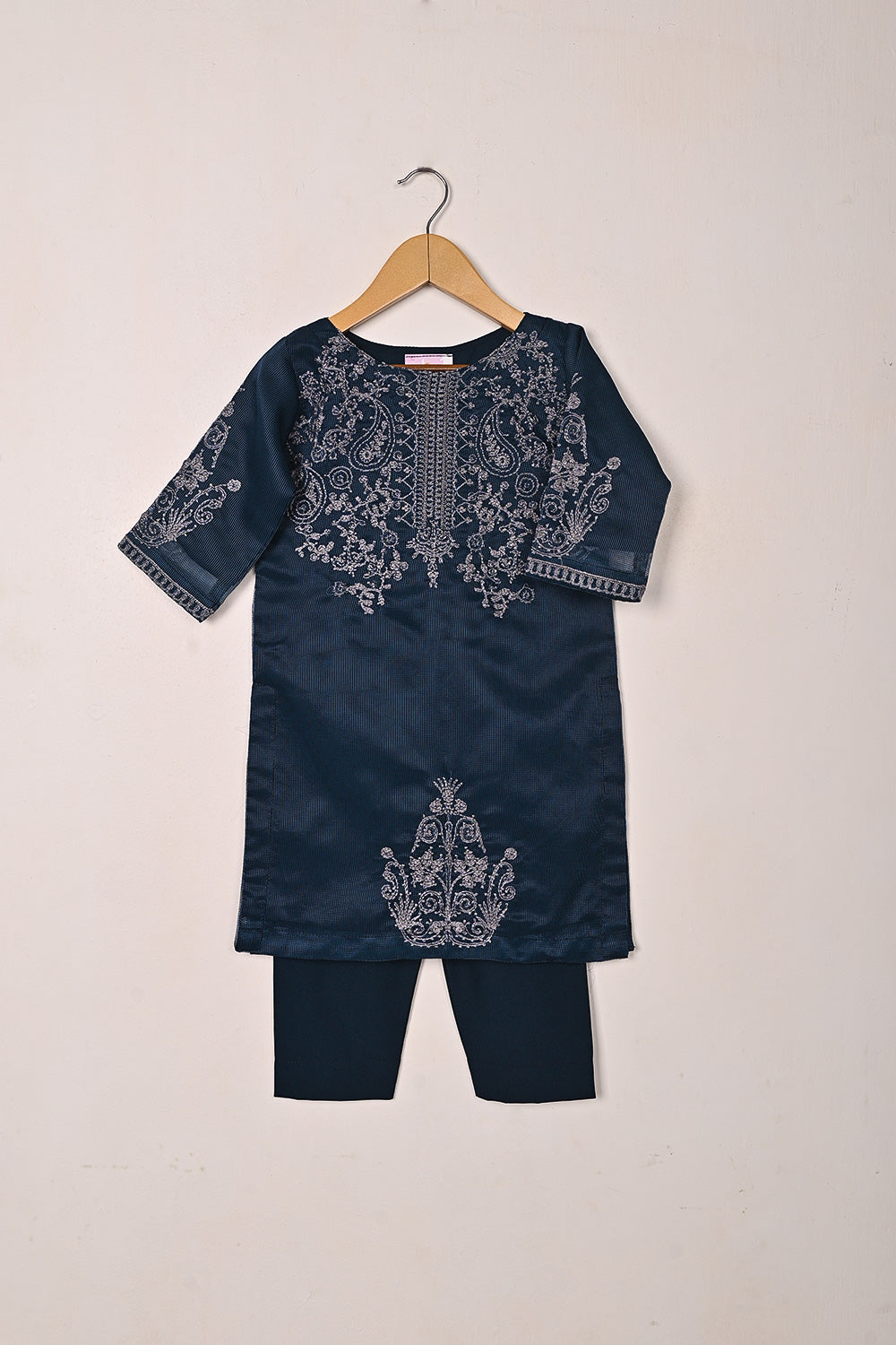 TKF-285-Navy Blue - Kids 3Pc Ready to Wear Javeria Net Embroidered Formal Dress