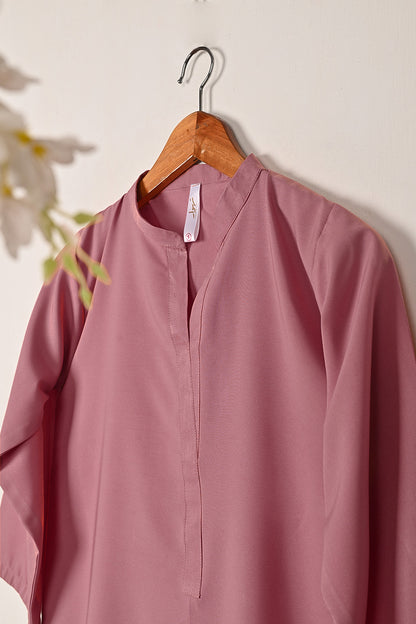 STP-221B-Tea Pink - 2Pc Ready to Wear Malai Solid Dress
